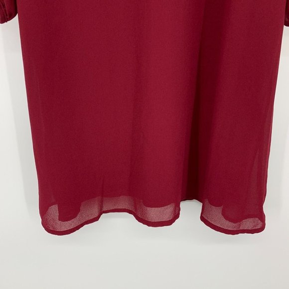 Lulus Dress Burgundy Red Mini V Neck Slit Sleeve Shifting Dears - Picture 6 of 11